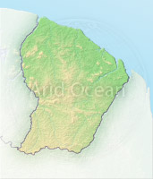 French Guiana, shaded relief map.