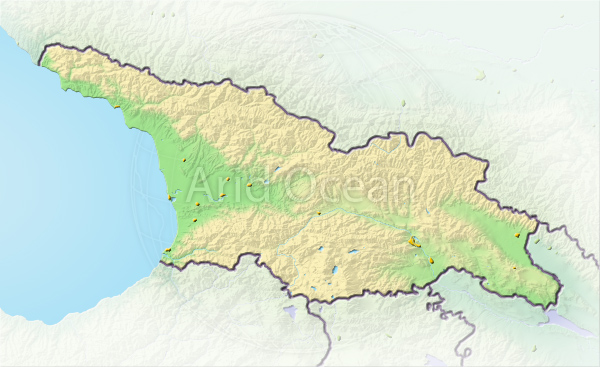 Georgia Republic, shaded relief map.