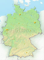 Germany, shaded relief map.