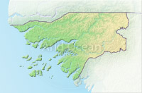 Guinea-Bissau, shaded relief map.