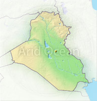 Iraq, shaded relief map.