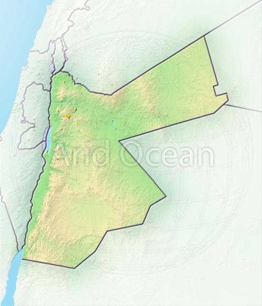Jordan, shaded relief map.