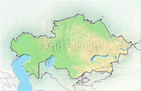Kazakhstan, shaded relief map.