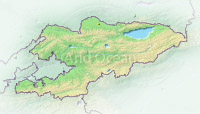 Kyrgyzstan, shaded relief map.