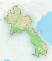 Laos, shaded relief map.
