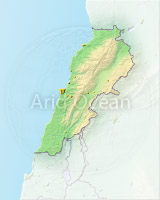 Lebanon, shaded relief map.