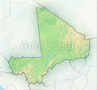Mali, shaded relief map.