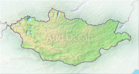 Mongolia, shaded relief map.