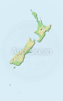 New Zealand, shaded relief map.