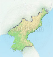 North Korea, shaded relief map.