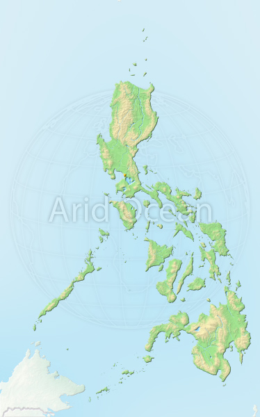 Philippines, shaded relief map.