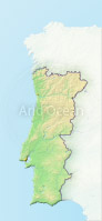 Portugal, shaded relief map.
