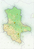 Saxony-Anhalt, shaded relief map.