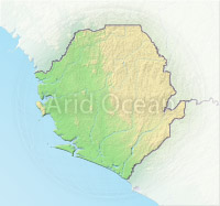 Sierra Leone, shaded relief map.