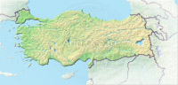 Turkey, shaded relief map.