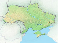 Ukraine, shaded relief map.